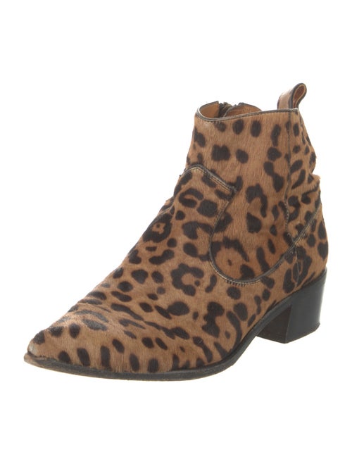 Veronica Beard Ponyhair Animal Print Lace-Up Boots