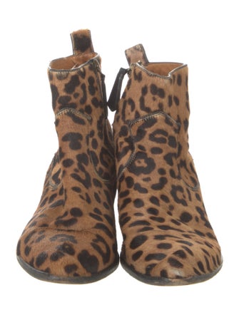 Veronica Beard Ponyhair Animal Print Lace-Up Boots