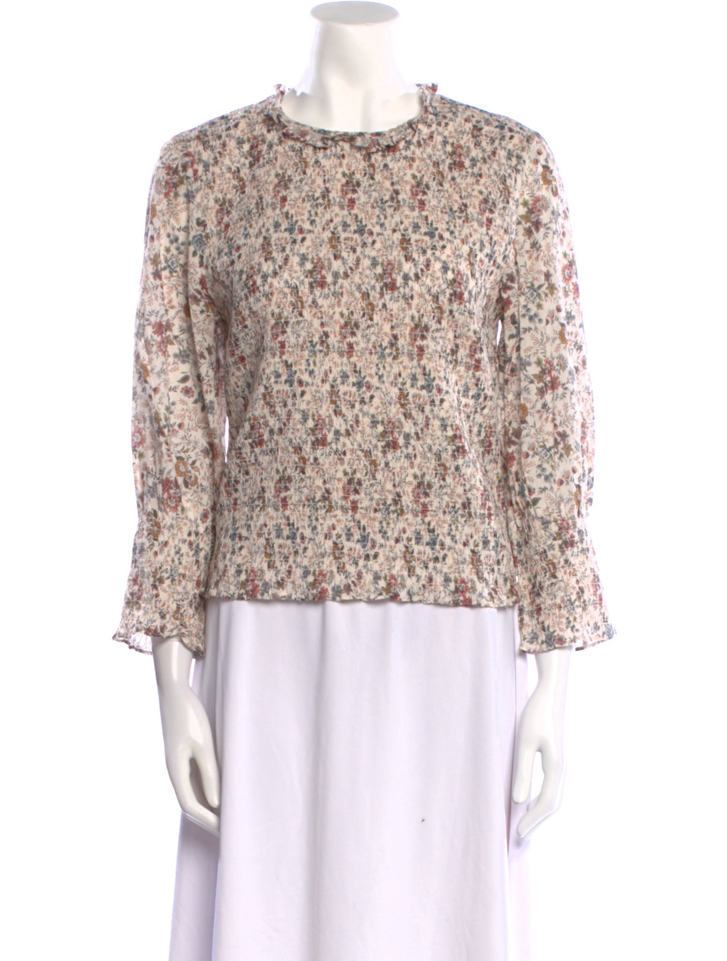 Veronica Beard Floral Print Mock Neck Blouse