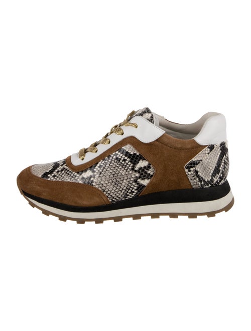 Veronica Beard Embossed Leather Animal Print Athletic Sneakers