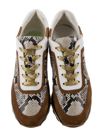 Veronica Beard Embossed Leather Animal Print Athletic Sneakers