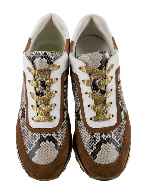 Veronica Beard Embossed Leather Animal Print Athletic Sneakers