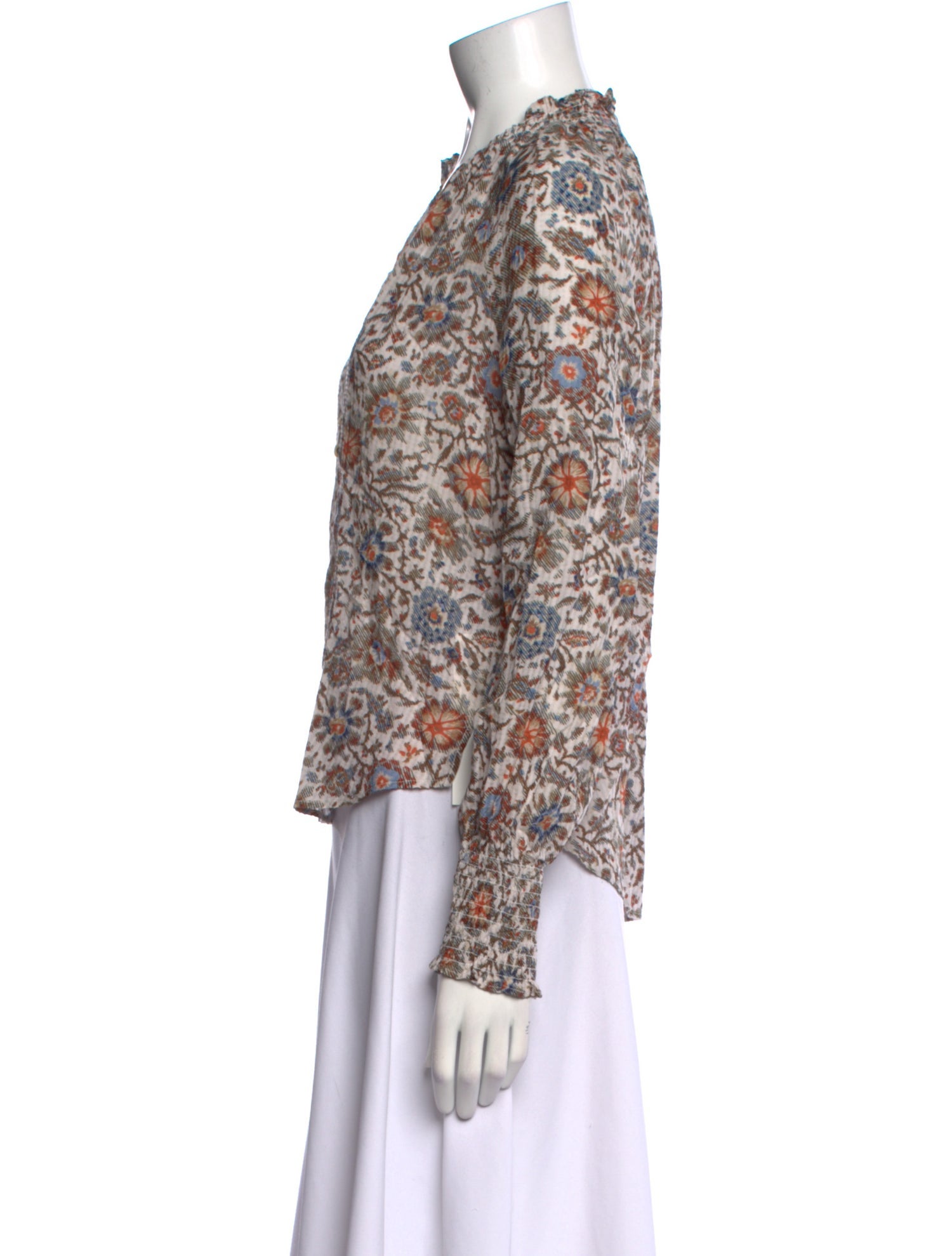 Veronica Beard Floral Print V-Neck Blouse