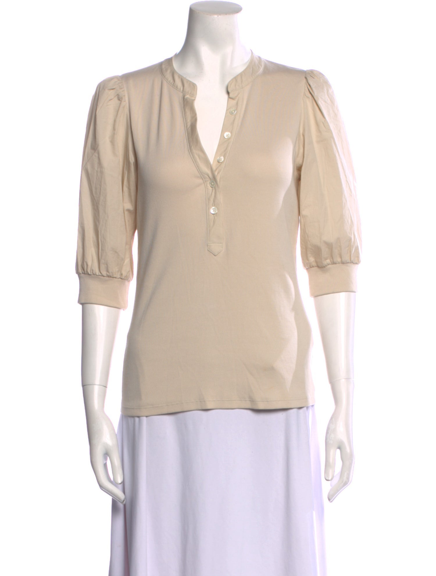 Veronica Beard V-Neck Three-Quarter Sleeve Blouse