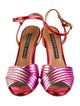 Veronica Beard Leather Colorblock Pattern T-Strap Sandals