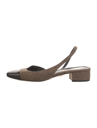 Veronica Beard Wool Houndstooth Print Slingback Pumps