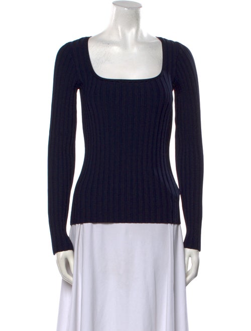 Veronica Beard Square Neckline Long Sleeve Top