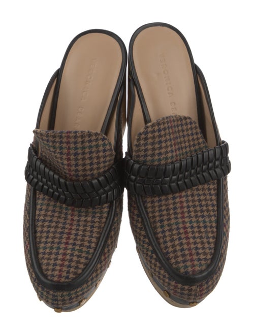 Veronica Beard Houndstooth Print Whipstitch Trim Mules