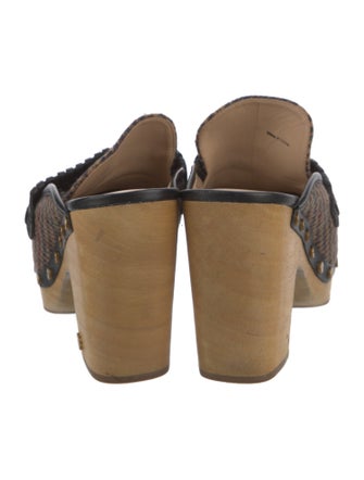 Veronica Beard Houndstooth Print Whipstitch Trim Mules