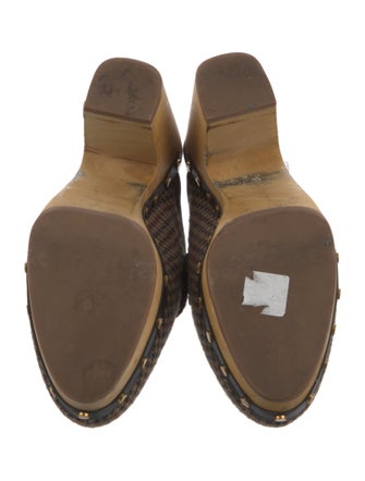 Veronica Beard Houndstooth Print Whipstitch Trim Mules