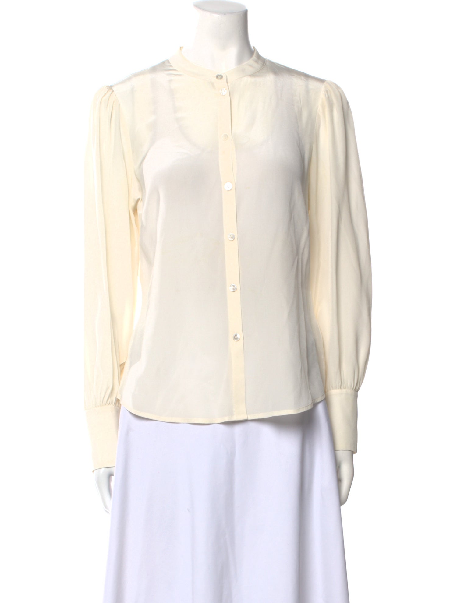 Veronica Beard Silk Crew Neck Button-Up Top