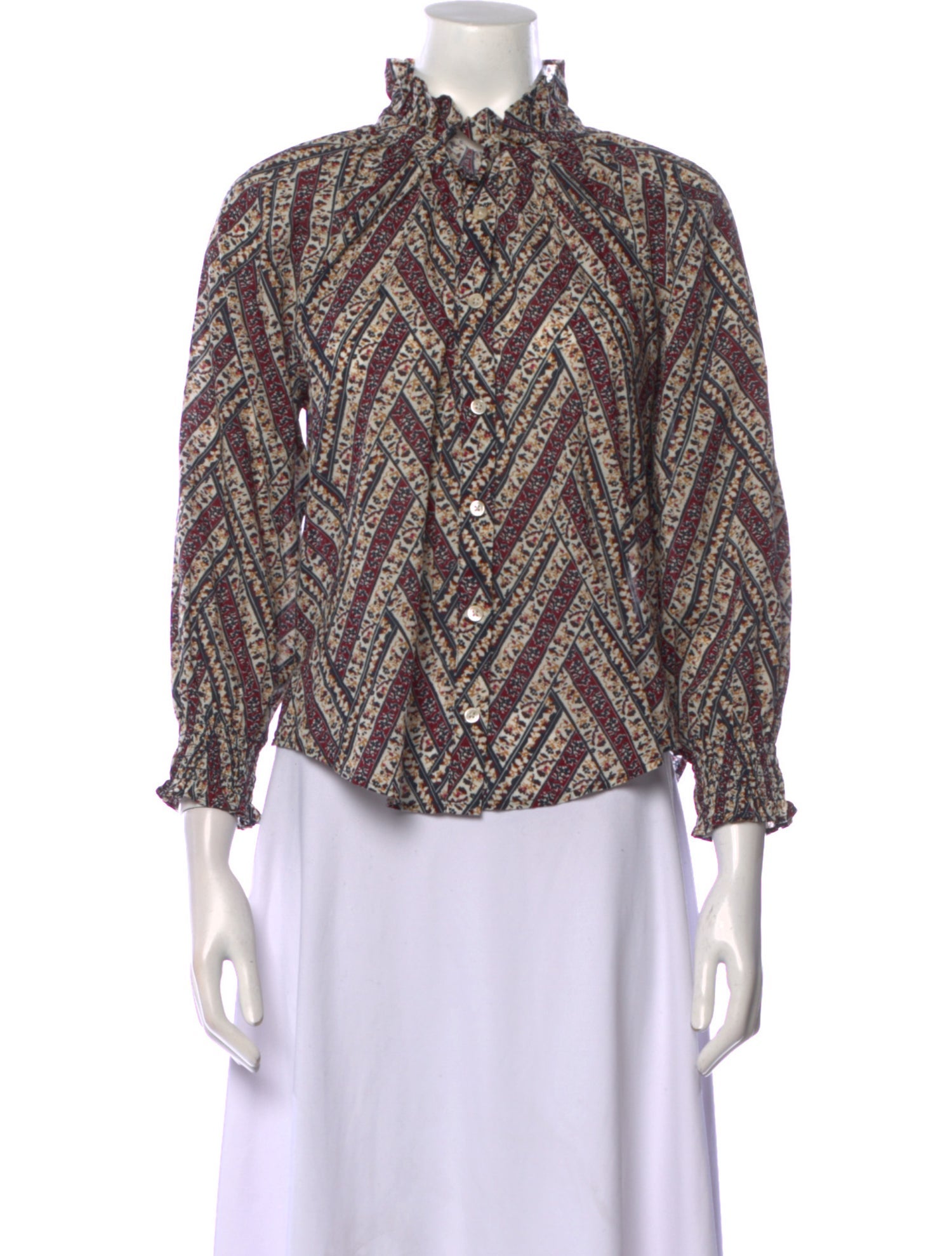 Veronica Beard Printed Mock Neck Blouse