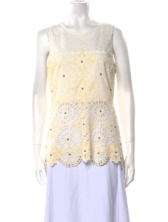 Veronica Beard Patterned Scoop Neck Top