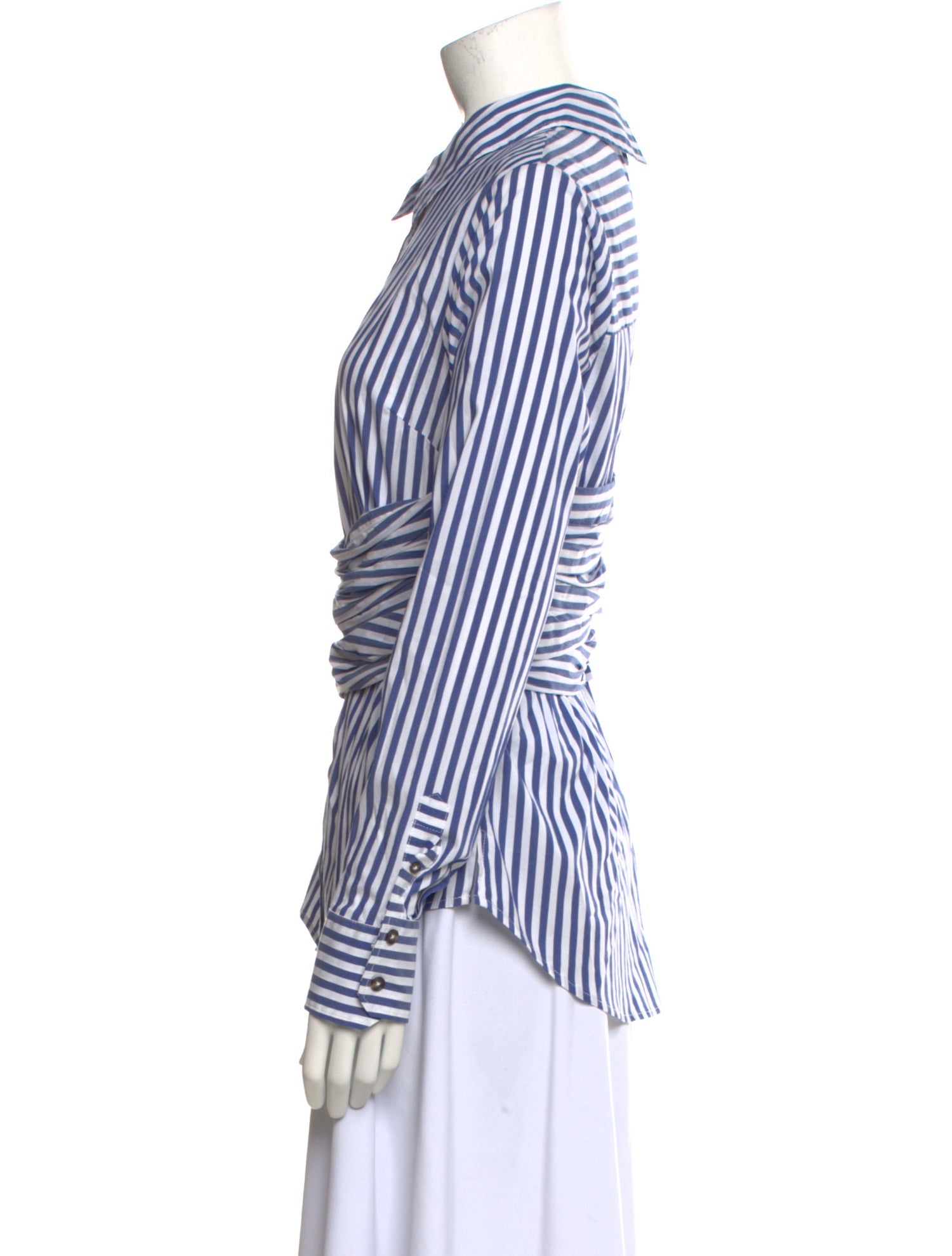 Veronica Beard Striped Long Sleeve Button-Up Top