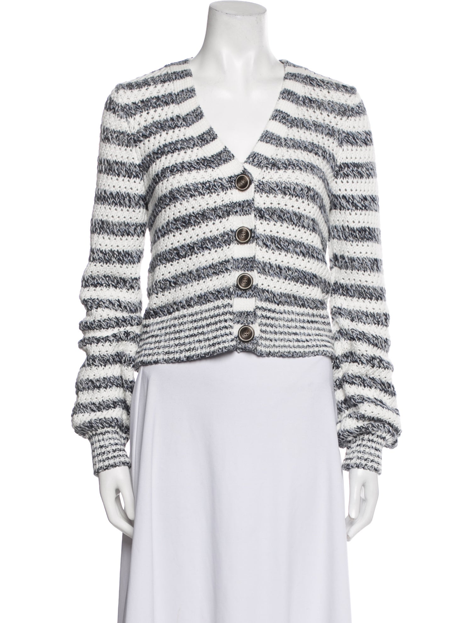 Veronica Beard Striped V-Neck Sweater