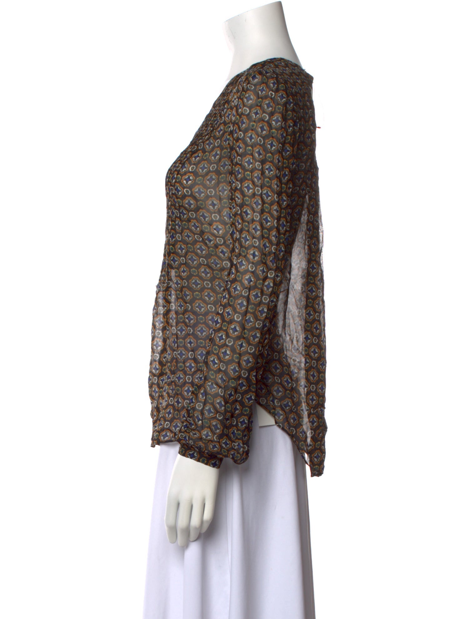 Veronica Beard Printed V-Neck Blouse