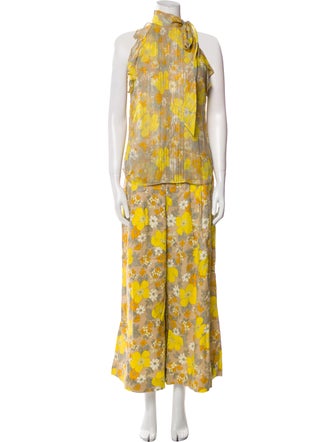 Veronica Beard Linen Floral Print Pant Set