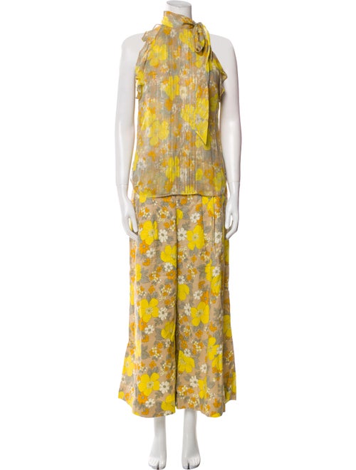 Veronica Beard Linen Floral Print Pant Set
