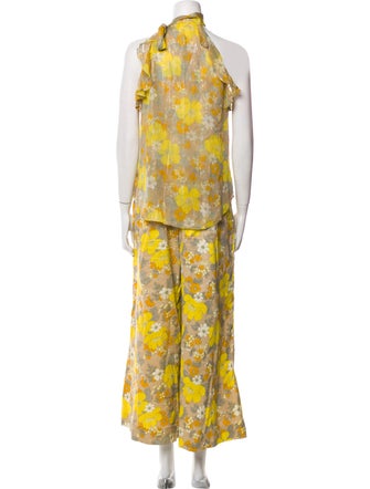 Veronica Beard Linen Floral Print Pant Set