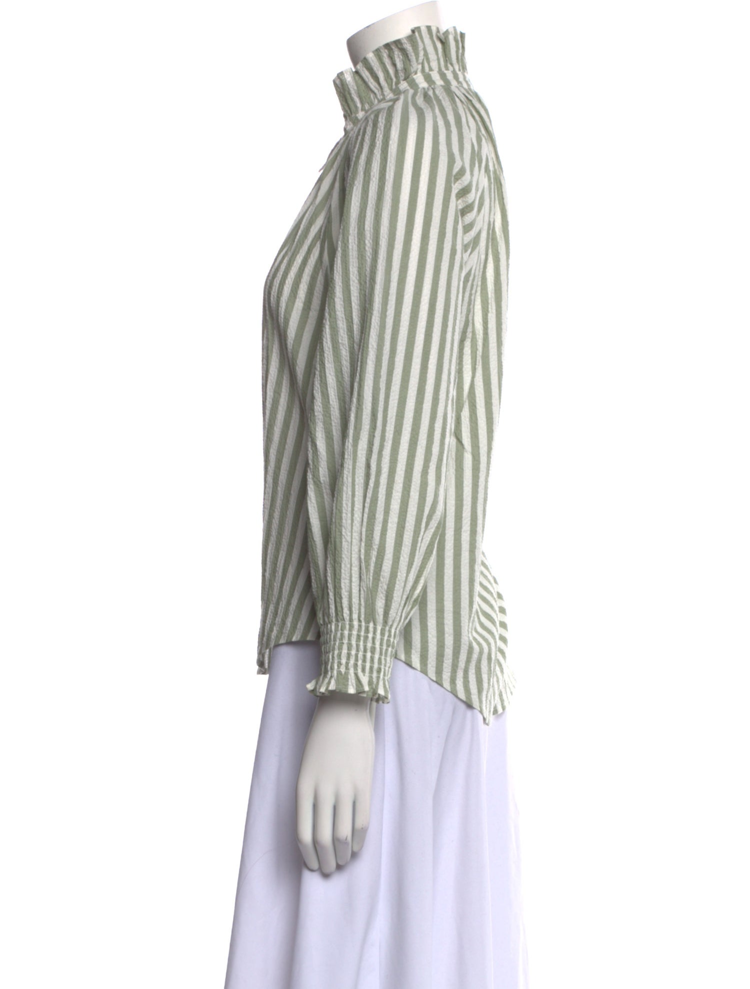 Veronica Beard Striped Mock Neck Blouse