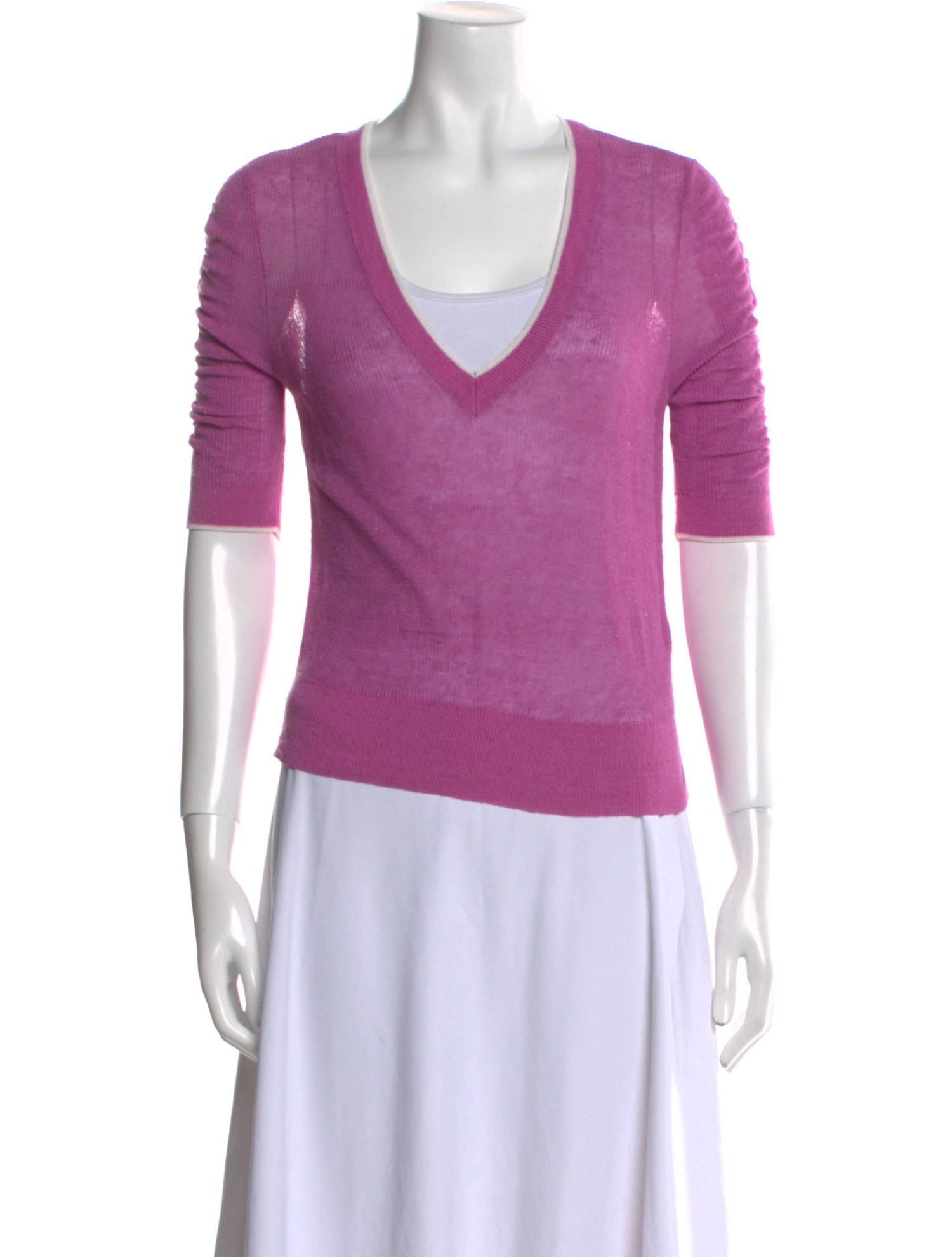 Veronica Beard Linen V-Neck Sweater