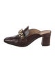 Veronica Beard Embossed Leather Chain-Link Accents Mules