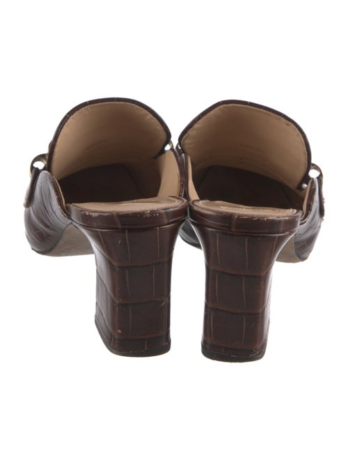 Veronica Beard Embossed Leather Chain-Link Accents Mules