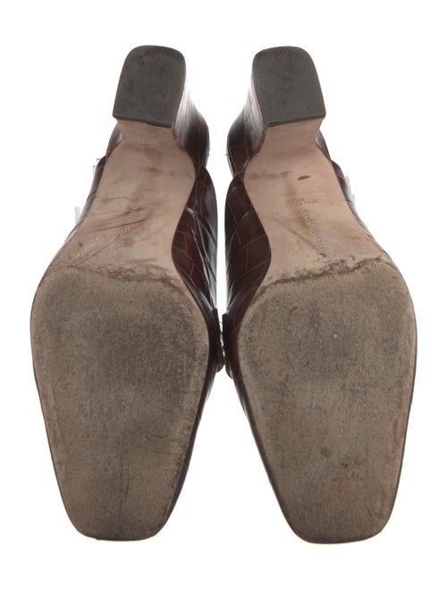 Veronica Beard Embossed Leather Chain-Link Accents Mules