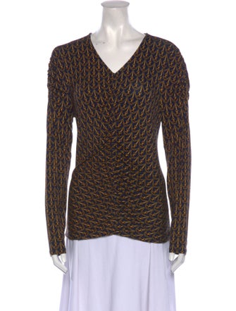 Veronica Beard Printed V-Neck Top