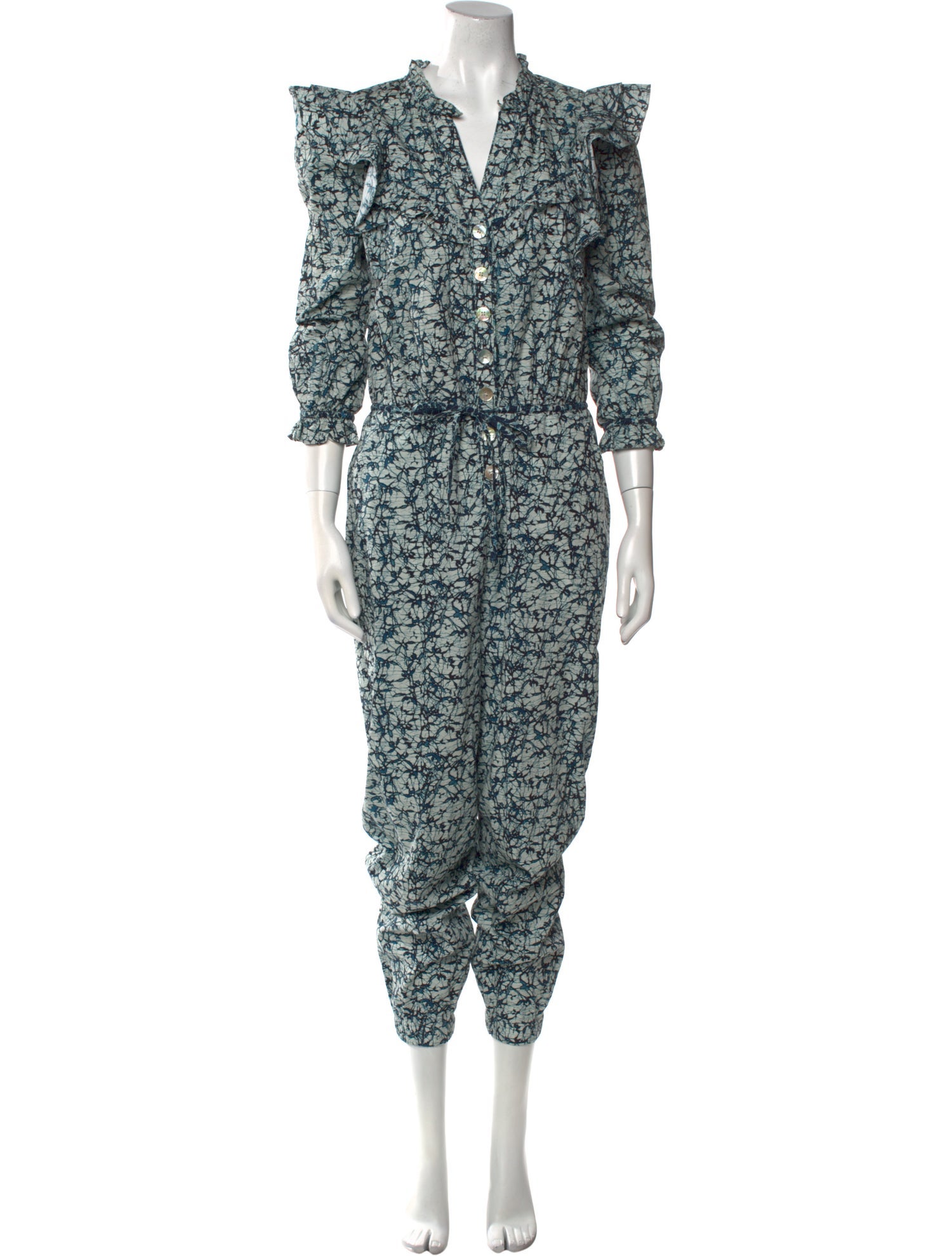 Veronica Beard Printed V-Neck Jumpsuit