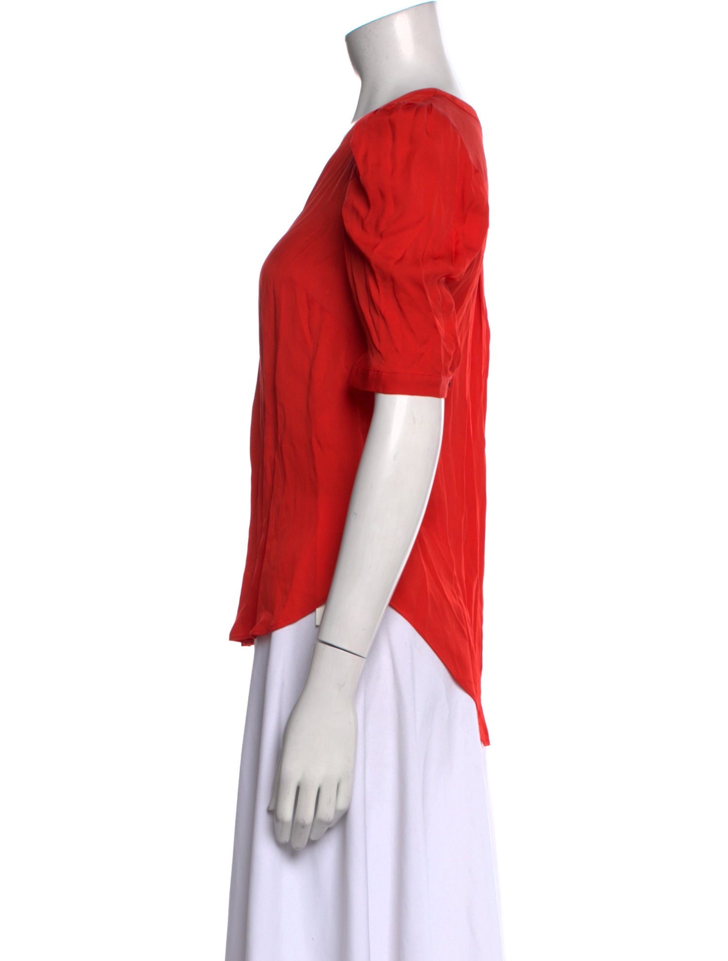 Veronica Beard Silk V-Neck Button-Up Top