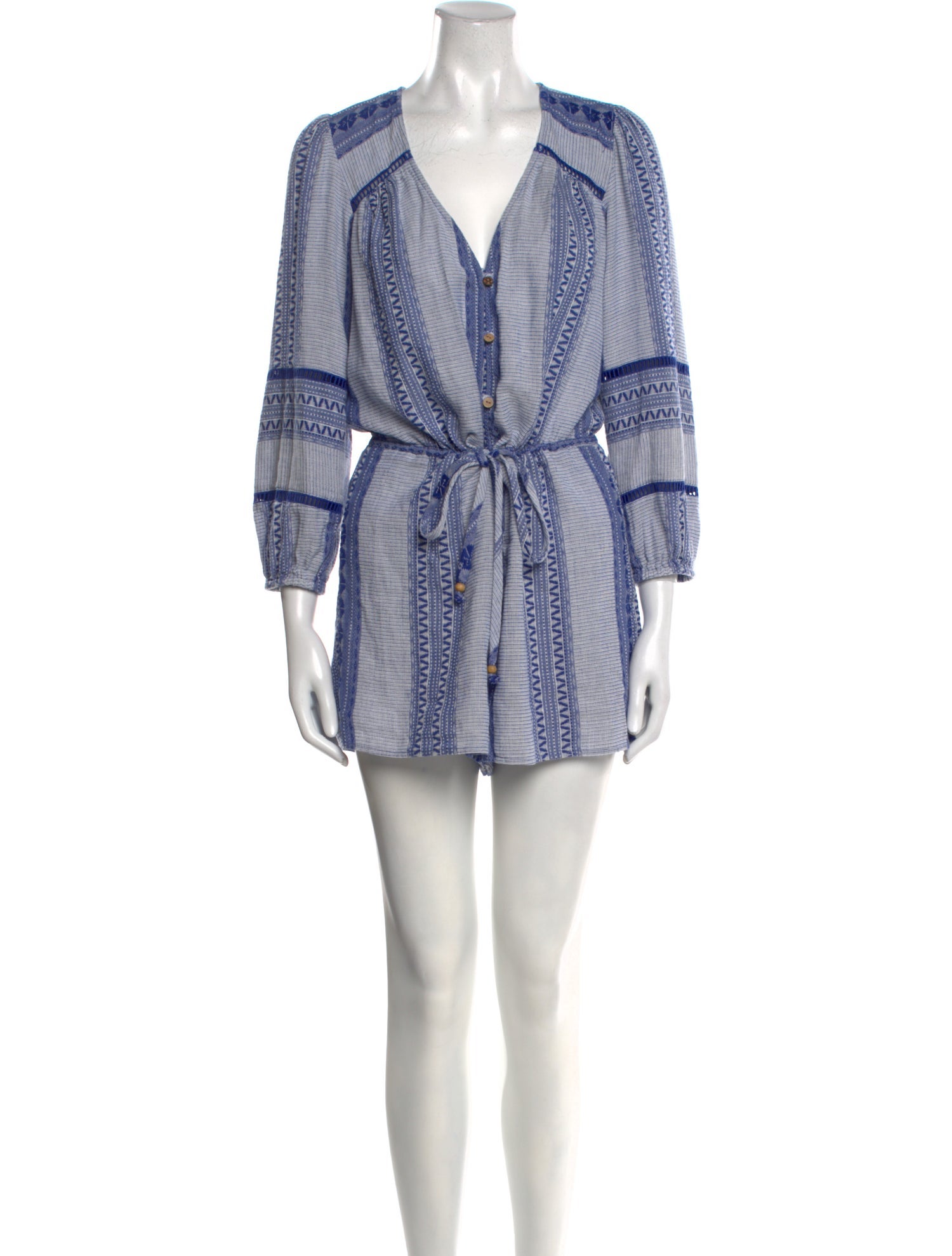 Veronica Beard Printed V-Neck Romper