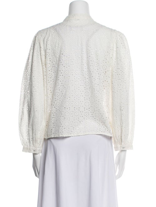 Veronica Beard Mock Neck Three-Quarter Sleeve Button-Up Top