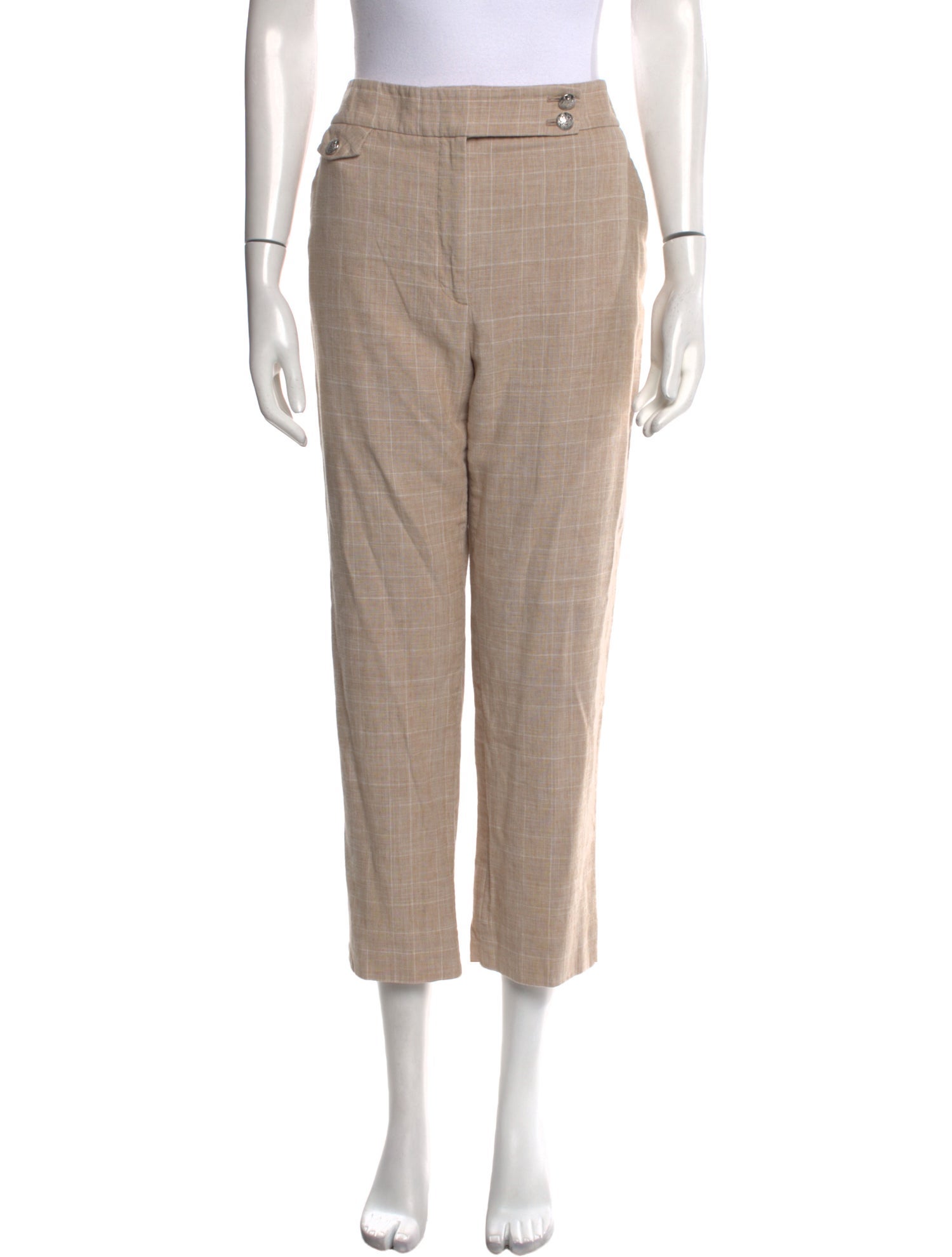 Veronica Beard Plaid Print Straight Leg Pants