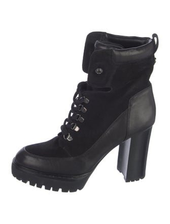 Veronica Beard Leather Lace-Up Boots