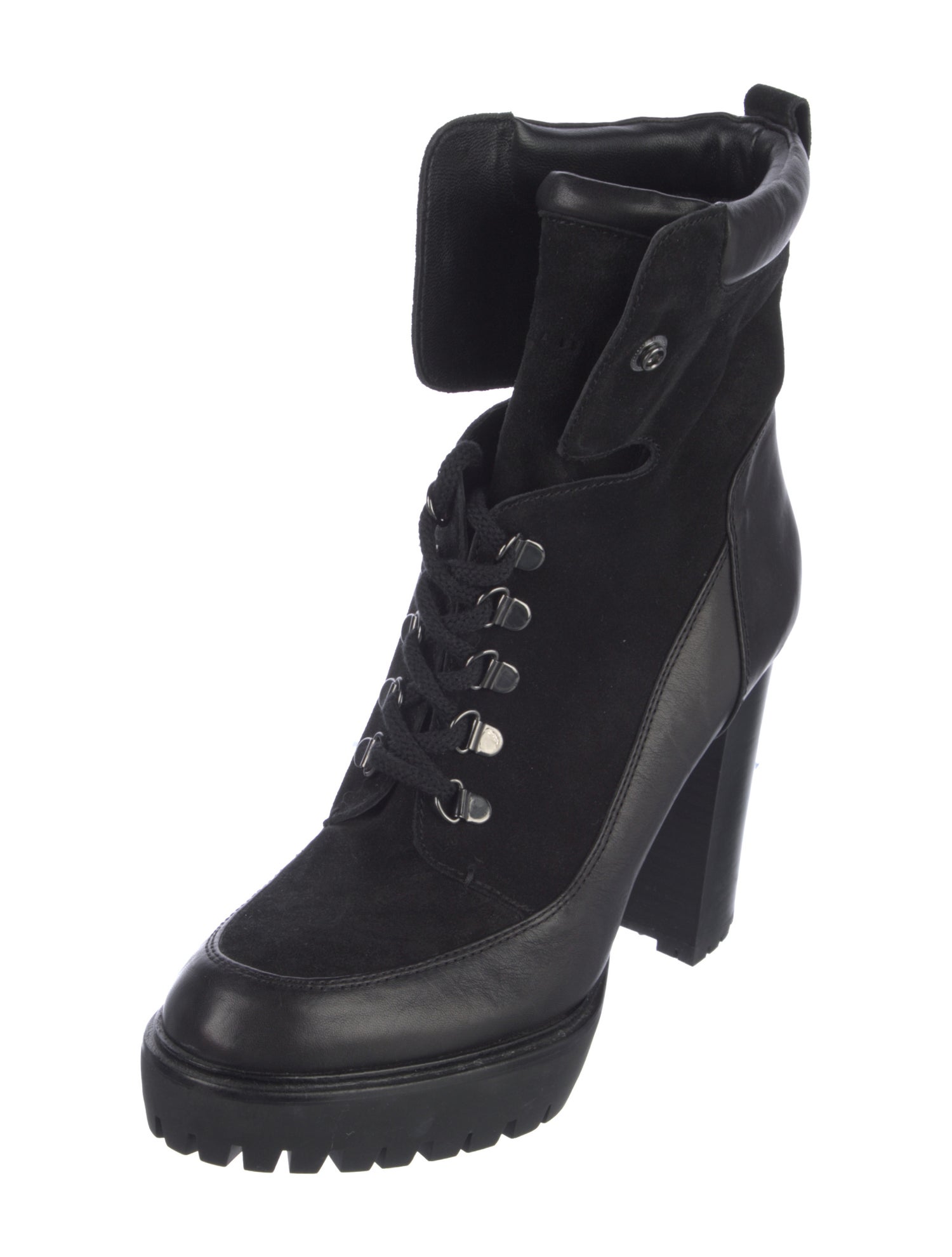 Veronica Beard Leather Lace-Up Boots