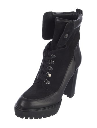 Veronica Beard Leather Lace-Up Boots