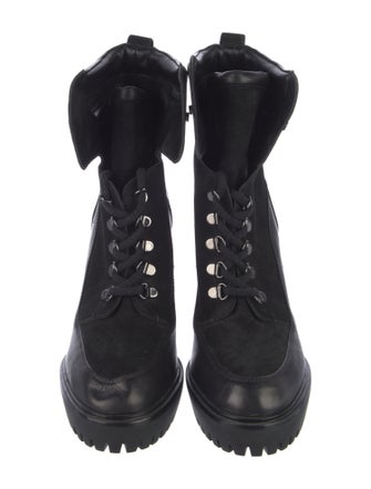 Veronica Beard Leather Lace-Up Boots