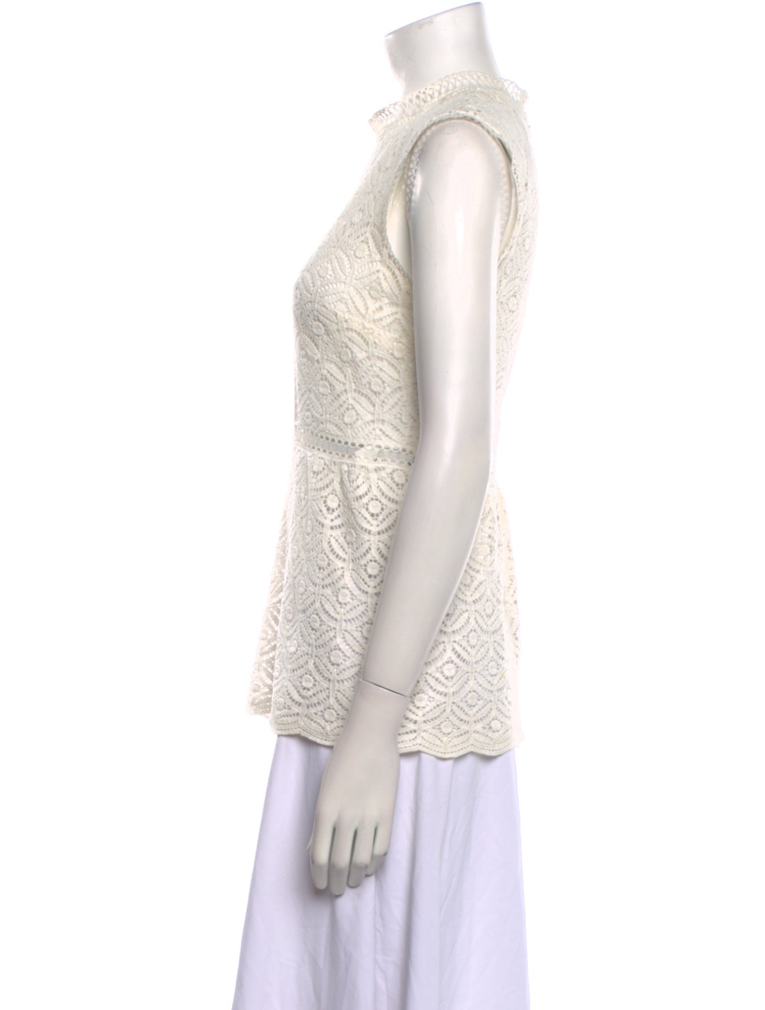 Veronica Beard Lace Pattern Mock Neck Blouse