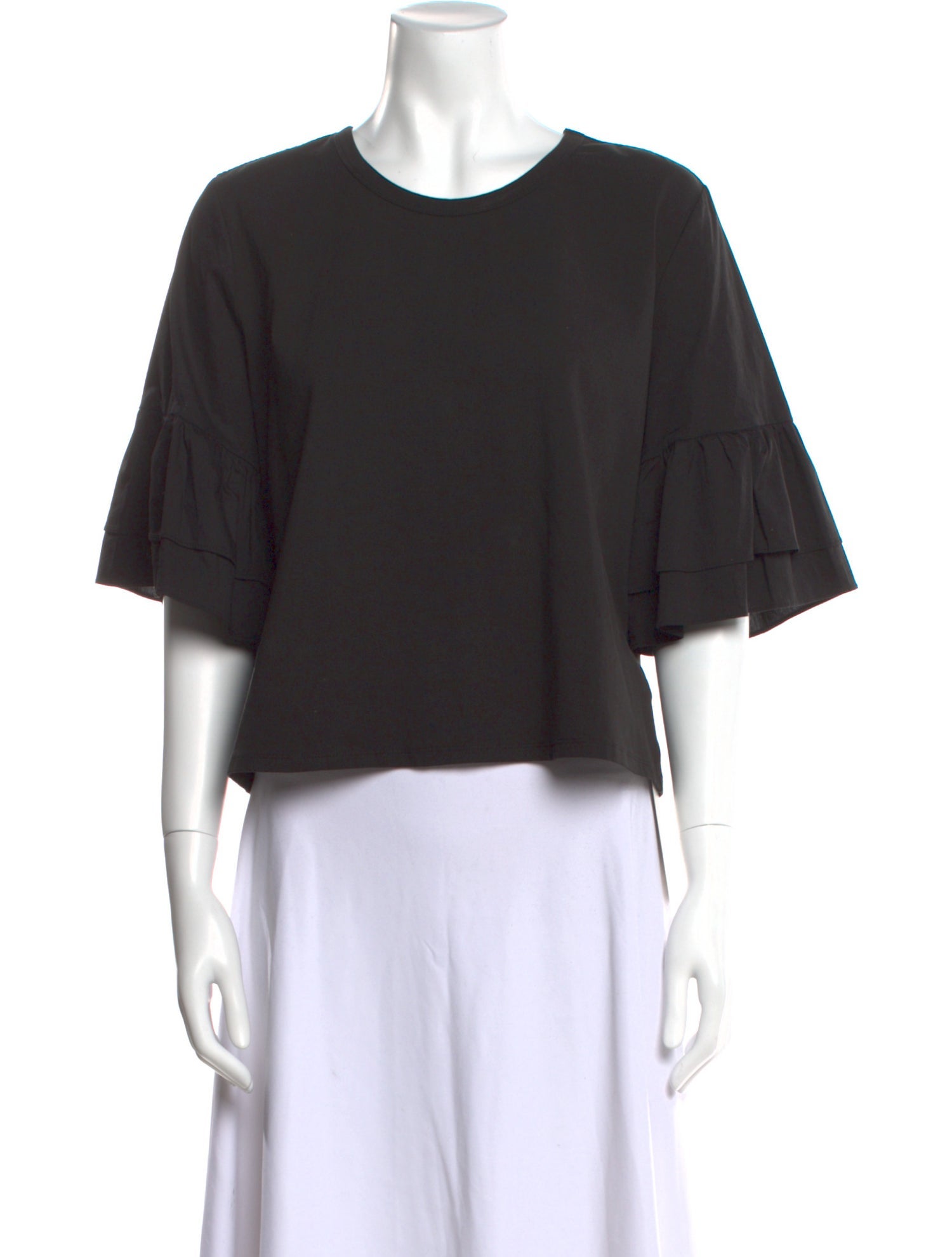 Veronica Beard Scoop Neck Short Sleeve Crop Top