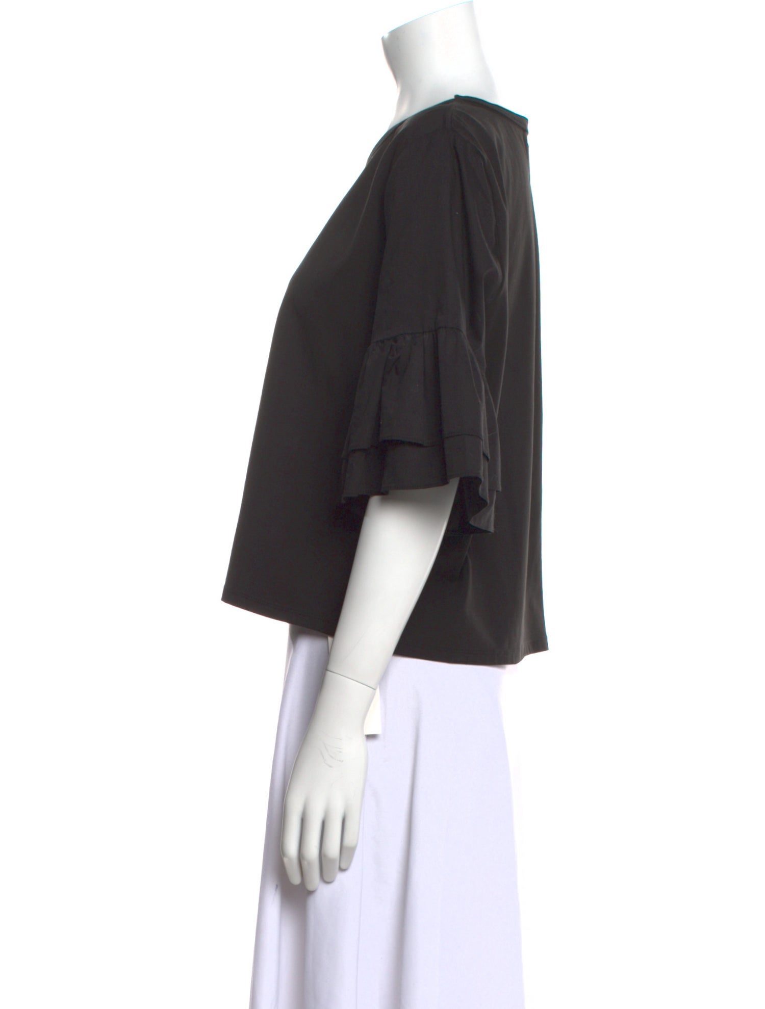 Veronica Beard Scoop Neck Short Sleeve Crop Top