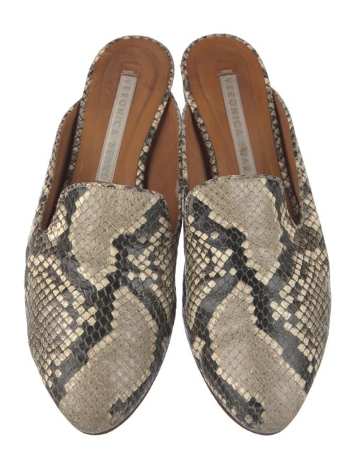 Veronica Beard Embossed Leather Animal Print Mules