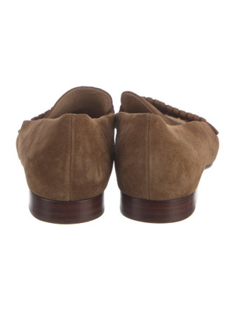 Veronica Beard Suede Chain-Link Accents Loafers