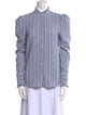 Veronica Beard Striped Mock Neck Button-Up Top
