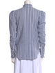 Veronica Beard Striped Mock Neck Button-Up Top