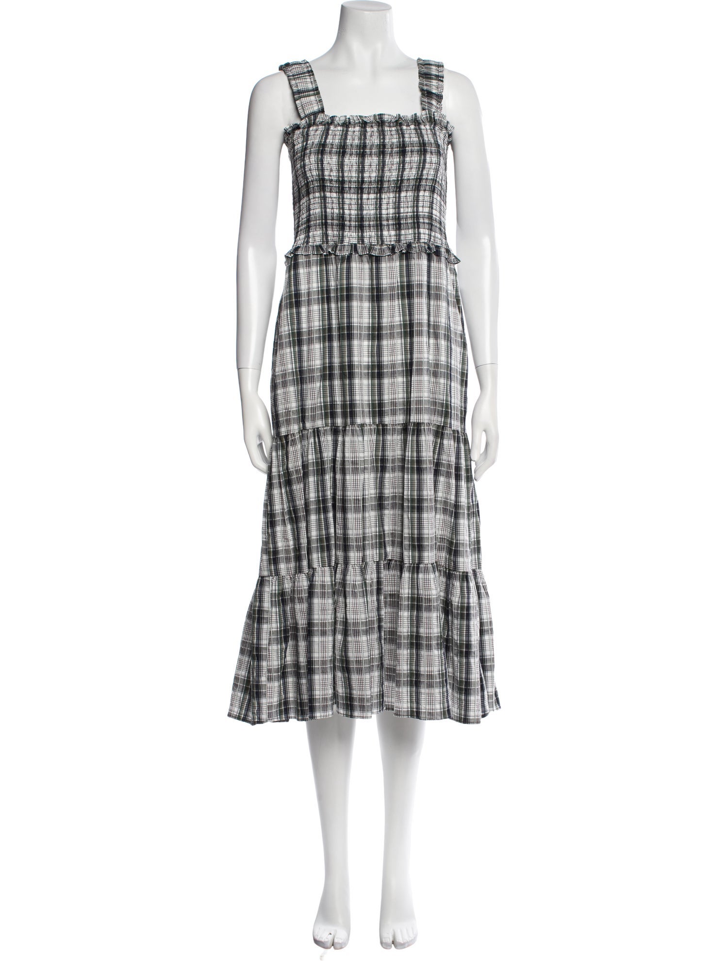 Veronica Beard Plaid Print Midi Length Dress