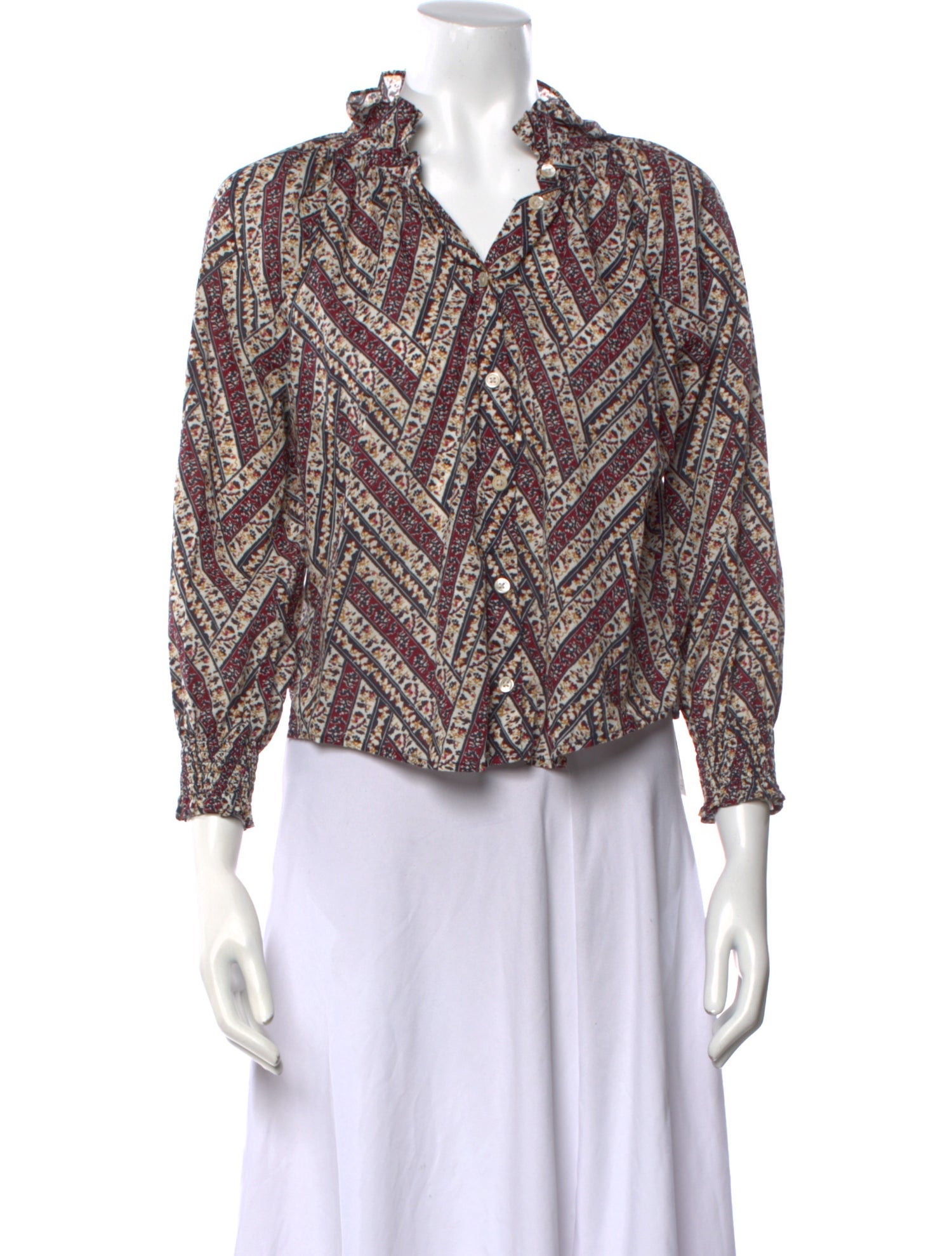 Veronica Beard Printed V-Neck Blouse