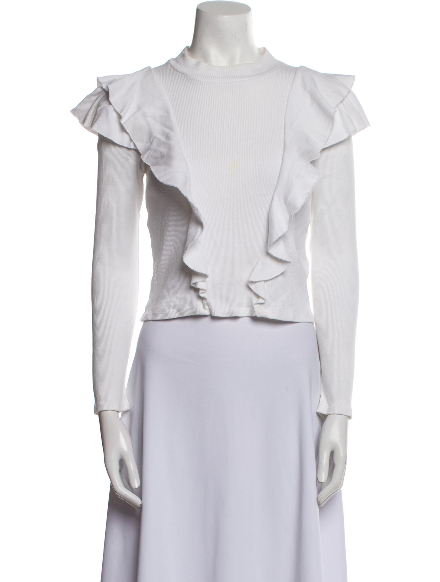 Veronica Beard Mock Neck Short Sleeve Crop Top