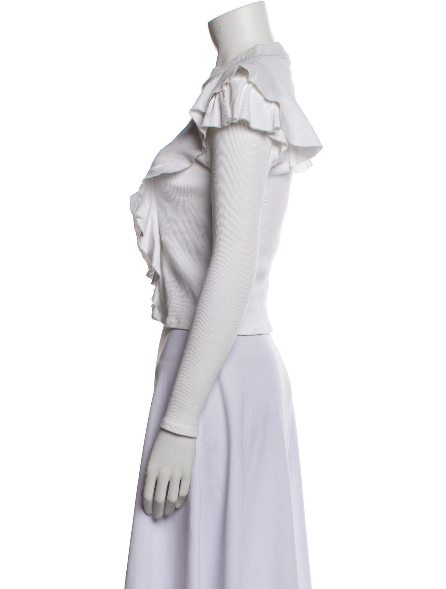 Veronica Beard Mock Neck Short Sleeve Crop Top