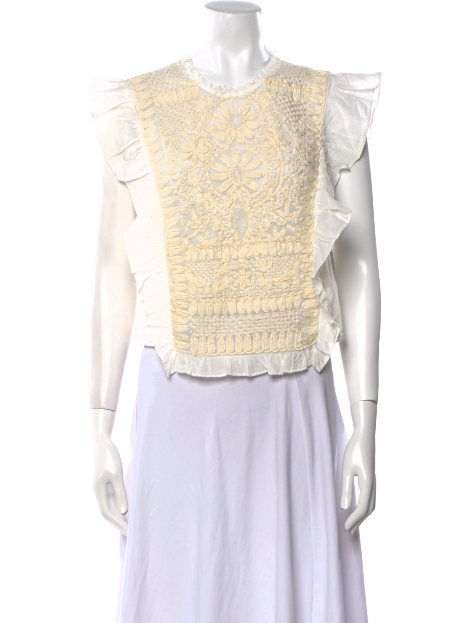 Veronica Beard Patterned Crew Neck Crop Top